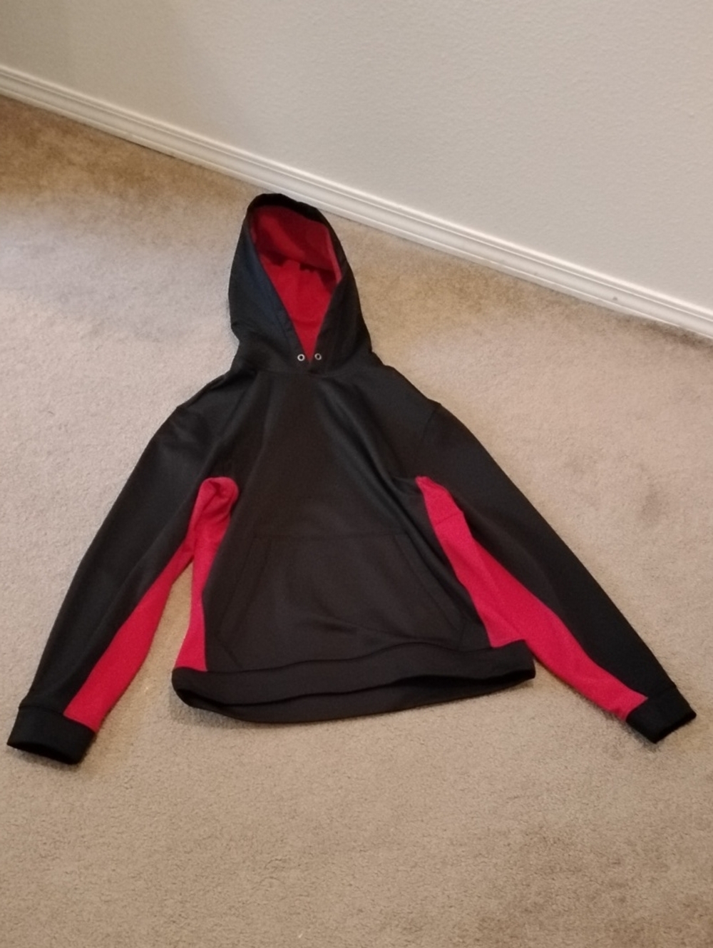 Men's Black and Red Sport-Tek Pullover Hoodie - Size Adult S